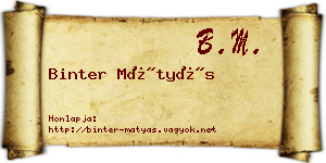 Binter Mátyás névjegykártya